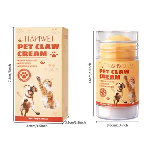Nourishing pet claw cream for cats and dogs with 40g capacity and clear product dimensions