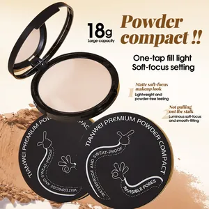 Large 18g waterproof powder compact with matte soft-focus finish for long-lasting makeup