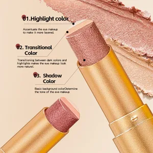 Shimmering three-color gradient eyeshadow stick for natural and layered eye makeup look