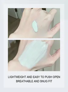 Macro detail of breathable and lightweight green color correcting primer on hand skin