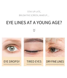 Detailed visual of eye dropsy and fine lines treated by Vitamin C eye cream care.