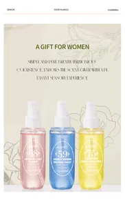 Set di tre flaconi di profumo colorati ADMD con decoro floreale di sfondo