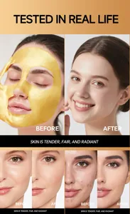 Detailed before and after comparison of golden peel-off mask for radiant skin effect