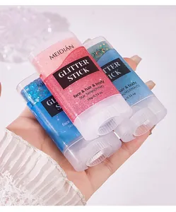 Detail of MEIDIAN glitter sticks for face hair and body in pink and blue shades