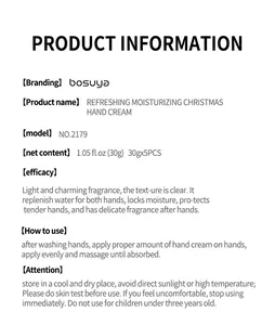 Product information detail for Bosuya moisturizing Christmas hand cream set 5pcs.