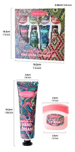 Dimension detail for the 8-piece hand cream and lip mask set with bohemian pattern style
