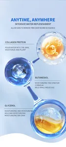 Macro detail of collagen protein and glycerol molecules in hydrating facial essence