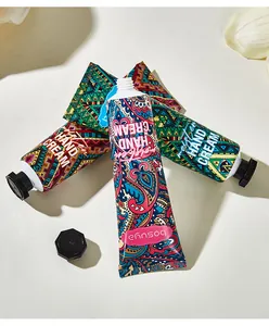 Vibrant patterned hand cream tubes with bohemian prints for deep moisturizing