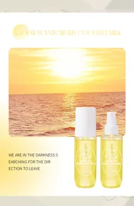 Dettaglio del profumo ADMD Creamy Coconut Milk con lo sfondo di un caldo tramonto dorato