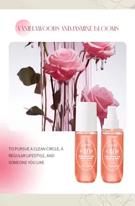 Dettaglio dei flaconi di profumo ADMD n. 40 vaniglia e gelsomino con rose rosa