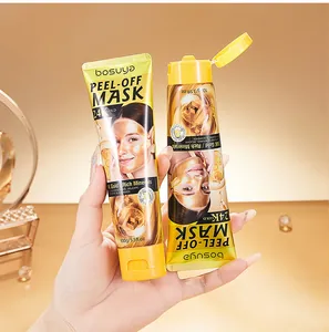 Close-up of two 24K gold peel-off mask tubes for deep cleansing and moisturizing.
