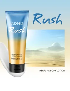 Vista professionale del tubetto di lozione corpo profumata ADMD Rush texture in crema