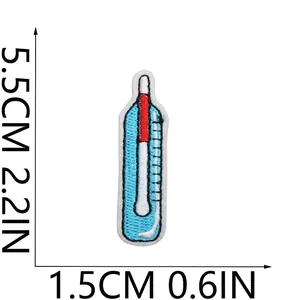 Medical thermometer embroidered patch with dimensions 5.5cm height and 1.5cm width
