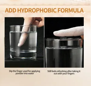 Hydrophobic formula demonstration for lightweight soft mist setting powder cake