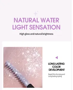 Close-up detail of QICIY silver glitter mascara brush showing sparkling texture on skin