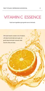Vitamin C Erfrischendes Duschgel Detail mit Essenz-Vorteilen und Orangenscheibe
