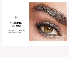 Detailed view of sparkling silver glitter mascara for voluminous and curled eyelashes