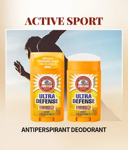 Zwei FORMBO Active Sport Anti-Transpirant-Sticks mit fester Textur und gelber Verpackung