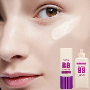 Close-up view of QICIY BB foundation texture applied on skin for a soft blur effect