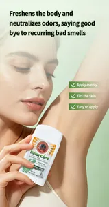 Macro view of model applying rosemary lavender deodorant stick to underarm for freshness