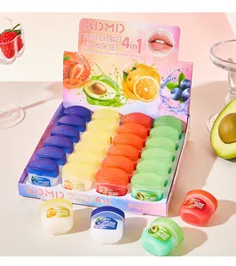 Set de 24 mascarillas labiales ADMD con extractos de fresa, aguacate, naranja y arándanos.