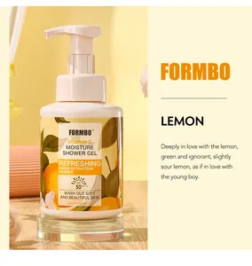 Nahaufnahme von FORMBO Vitamin C Duschgel mit Zitronenextrakt und Pumpspender