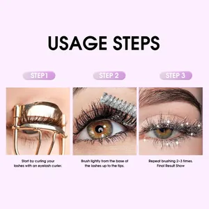 QICIY glitter mascara usage steps for volumizing and lengthening sparkly eyelashes