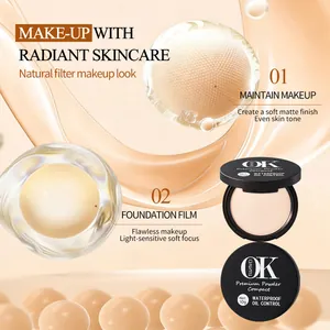 Long-lasting OK Waterproof Oil Control Matte Pressed Powder Compact for a flawless natural look