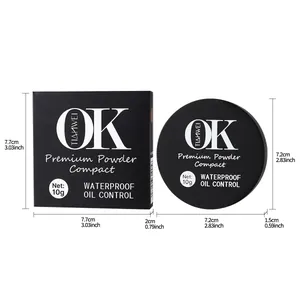 Waterproof and oil-control matte finish powder compact with packaging dimensions info