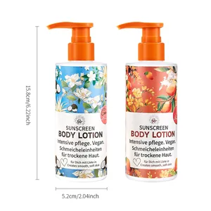 Σετ ενυδατικής λοσιόν σώματος SPF 50 με φλοράλ σχέδια και πρακτική αντλία πίεσης