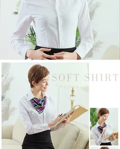 Chemise blanche à manches longues pour femmes, coupe ajustée pour le bureau et les entretiens