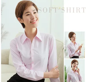 Chemise professionnelle rose à manches longues en coton cintré pour le bureau