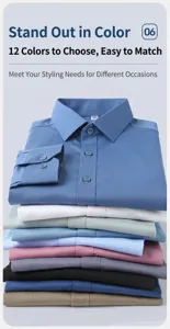 Detailed stack of multi-colored men's bamboo fiber business shirts in various shades