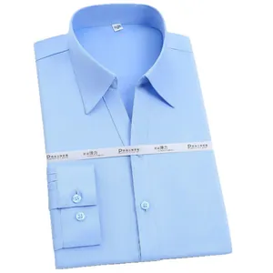 Professional light blue long-sleeve stretch bamboo fiber non-iron shirt for women