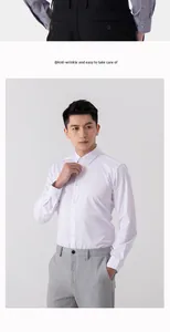 Men's white stretch non-iron long sleeve professional business shirt for formal wear