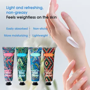 BOSUYA 4-piece moisturizing hand cream set with non-greasy texture and ethnic patterns
