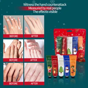 Bosuya Christmas hand cream gift set showing moisturizing results on hands