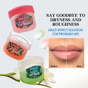 Moisturizing lip mask set by Bosuya for dry lips featuring before and after results