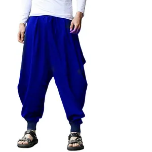 Lockere Herren-Haremshose in Königsblau, lässiges Vintage-Design mit tiefem Schritt-Stil