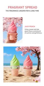 Dettaglio dei flaconi di profumo a forma di gelato con dolci fragranze alla frutta