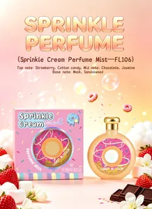 Parfum en forme de donut rose avec des notes gourmandes de fraise et chocolat