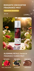 Detailed view of Blooming Petals 150ml fragrance mist with floral and fruit scent notes description
