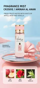 Détail de la brume parfumée Aminah Al Anan aux notes de pomme, rose et vanille