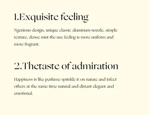 Informational text describing the exquisite feeling and elegant scent of the body mist.