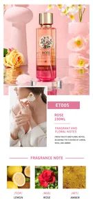 Détails du spray corporel à la rose 230ml avec notes de citron, rose et d'ambre