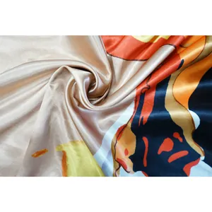 Detailed macro view of the glossy floral print satin fabric for this autumn kimono duster