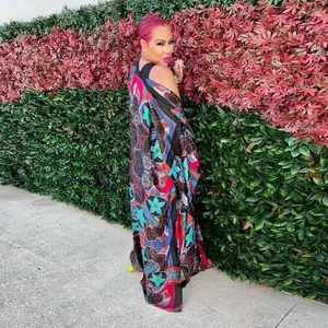 Stylish bohemian floral print oversized kimono cardigan for women with vibrant colorful patterns