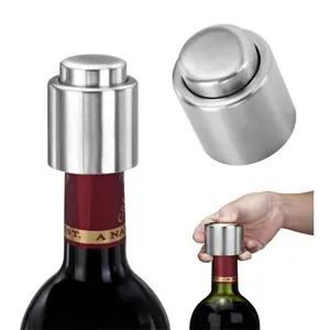 Bouchon de Bouteille de Vin en Acier Inoxydable Conservateur sous Vide Bouchon de Champagne à Pression Réutilisable pour Bar Maison Cuisine