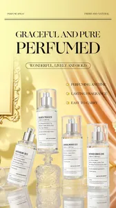High-quality 88ml wood-scented fragrance body sprays displayed in elegant clear glass bottles