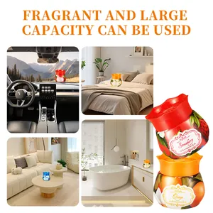 Detail showing air freshener jars used in car interior, bedroom, and bathroom scenes